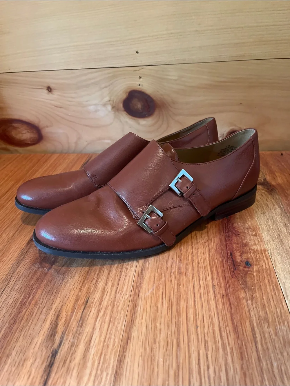 Men's Double Monk Strap Leather Dress Shoes - Brown